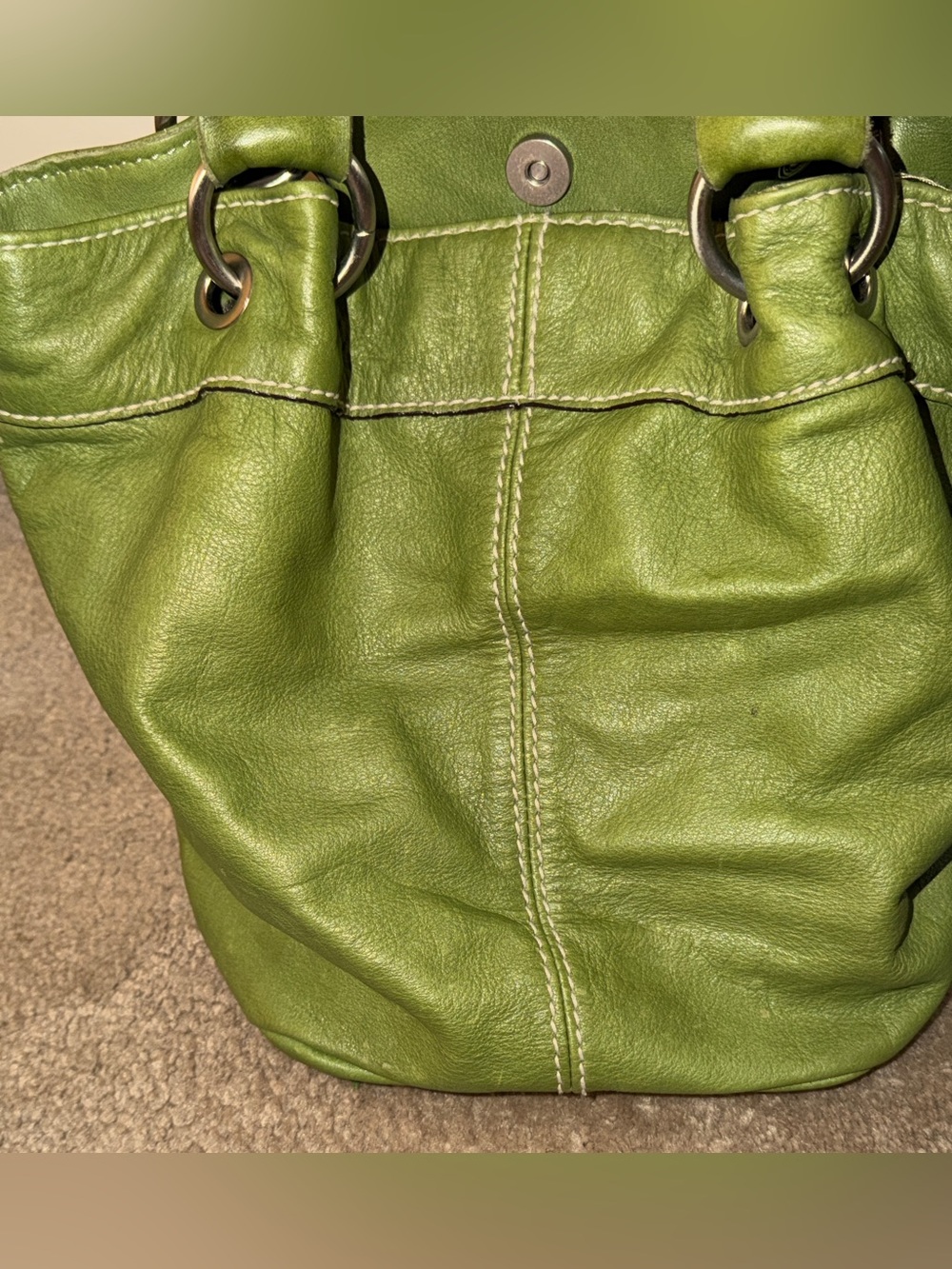 Tignanello Green Leather Shoulder Tote (EUC) - Picture 5 of 16